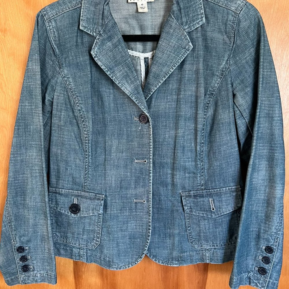 Classic Denim Blazer // Talbots Women's Size 10P - Picture 4 of 5
